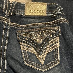 Vigoss Women's Dark Blue Jeans with Embellished Pockets